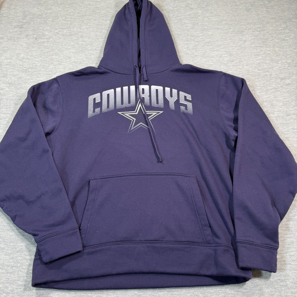 Dallas Cowboys Hoodie Men's L Navy Blue NFL Pullover Fleece Football Gear